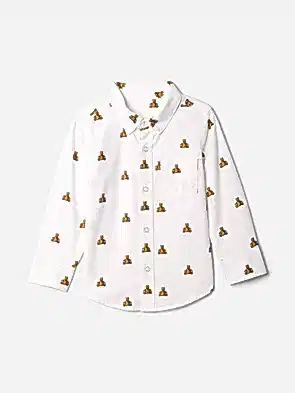 Beyaz Brannan Bear İşlemeli Oxford Gömlek