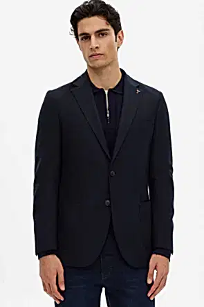 Tween Slim Fit Lacivert Diyogonal Kumaş Ceket