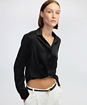 Parlak Dokulu Crop Gömlek